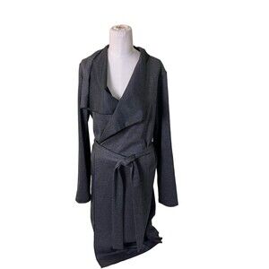 SHINESTAR Gray Large Cotton Knit belted Asymmetrical Duster Cardigan